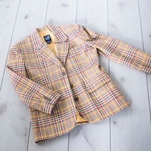 Gap Plaid Cotton Blazer Sz. S Faux Flap Pockets